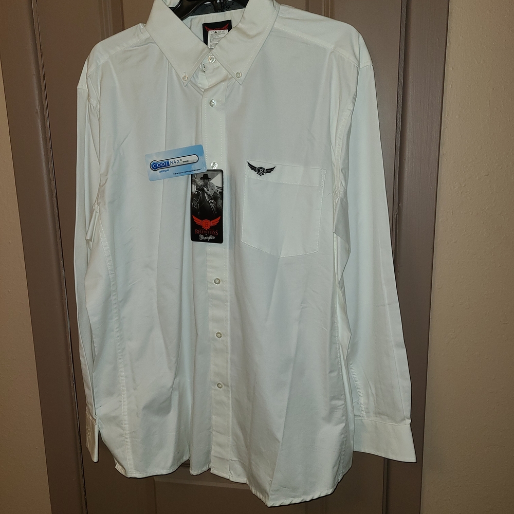 Men's Wrangler White Button-Down Shirt Size XL